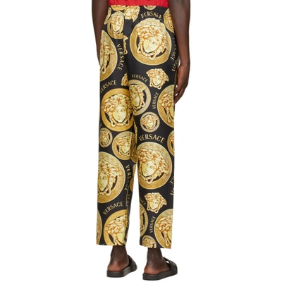 Shop Versace Gold & Black Medusa Lounge Pants In 5b000 Blkgl