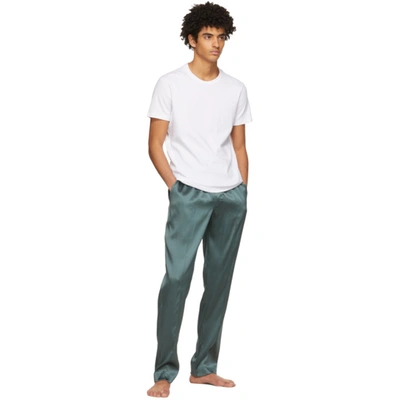 Shop Tom Ford Grey Silk Pyjama Pants In 314 Sage