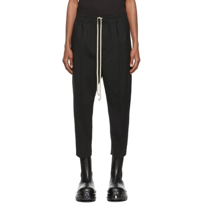 Shop Rick Owens Black Paper Finish Drawstring Astaires Trousers In 09 Black