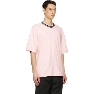 Shop Acne Studios Pink Jacquard Logo T-shirt In Powder Pink