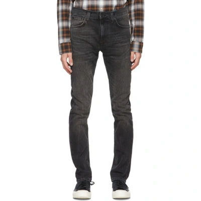 Shop Nudie Jeans Black Lean Dean Jeans In Nightrider