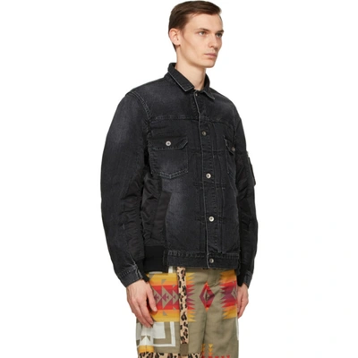 Shop Sacai Black Paneled Denim Jacket In Black 001