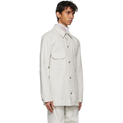Shop Maison Margiela Grey Denim Upcycled Jacket In 001f Light Grey
