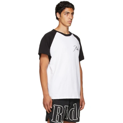 Shop Rhude Black & White Raglan Logo T-shirt In White/black0128