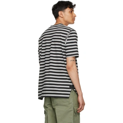 Shop Junya Watanabe Grey & Black Horizontal Stripe T-shirt In 1 Grey