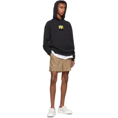 Shop Acne Studios Black Embroidered Logo Hoodie