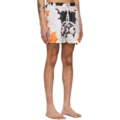 Shop Valentino Black & Pink World Arazzo Print Swim Shorts In R21 Nero/ro