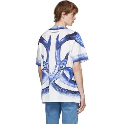 Shop Burberry White Oversized Mermaid Tail Print T-shirt