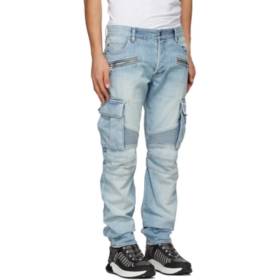 Shop Balmain Blue Tapered Jeans In 6aa Bleu