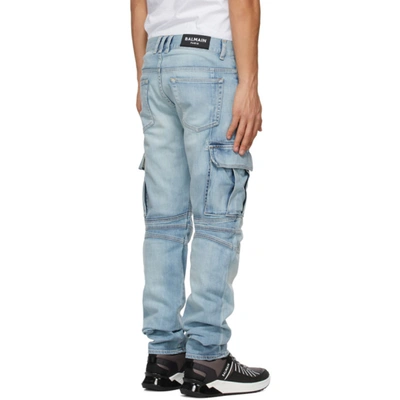 Shop Balmain Blue Tapered Jeans In 6aa Bleu