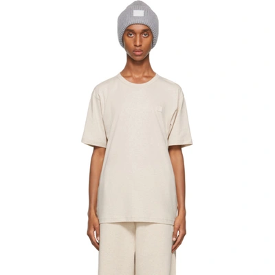 Shop Acne Studios Beige Crewneck T-shirt In Oatmeal Melange