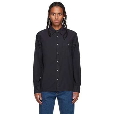 Shop Officine Generale Navy Cotton Poplin Alex Shirt In Darknavy