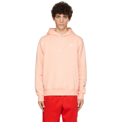 Shop Nike Pink Fleece Sportswear Club Hoodie In Arctic Orange/arctic