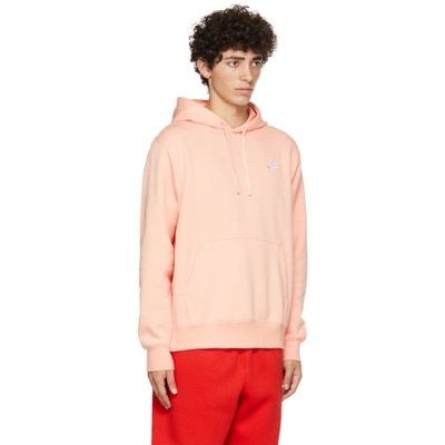 Shop Nike Pink Fleece Sportswear Club Hoodie In Arctic Orange/arctic