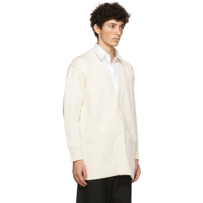 Shop Fendi Off-white Knit Logo Cardigan In F0au5 Cloud