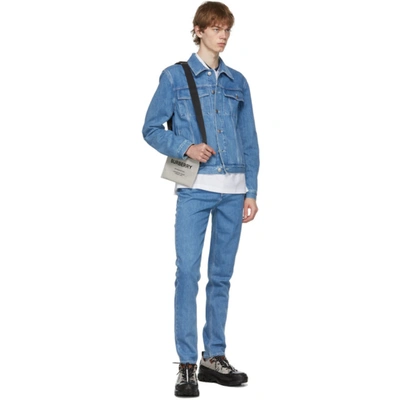 Shop Burberry Blue Denim Slim Jeans In Mid Blue