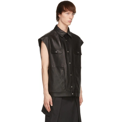 Shop Rick Owens Black Leather Jumbo Outershirt Jacket In 09 Black