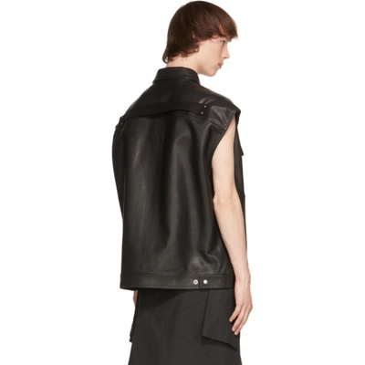 Shop Rick Owens Black Leather Jumbo Outershirt Jacket In 09 Black