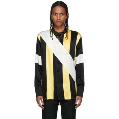 Shop Wales Bonner Black & Yellow Sunshine Paneled Shirt In Black/yellow/ivory