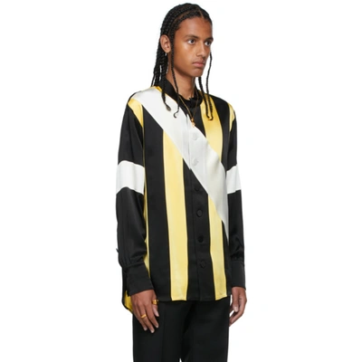 Shop Wales Bonner Black & Yellow Sunshine Paneled Shirt In Black/yellow/ivory