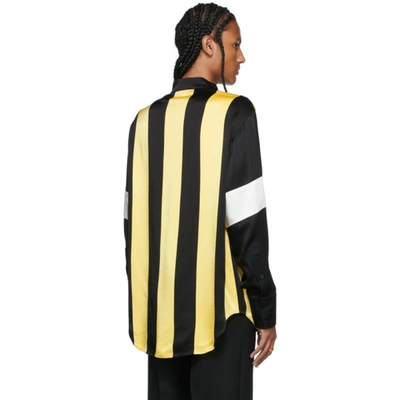 Shop Wales Bonner Black & Yellow Sunshine Paneled Shirt In Black/yellow/ivory