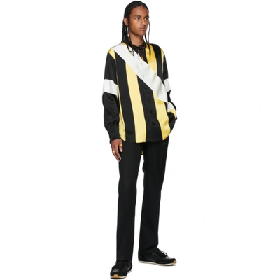 Shop Wales Bonner Black & Yellow Sunshine Paneled Shirt In Black/yellow/ivory