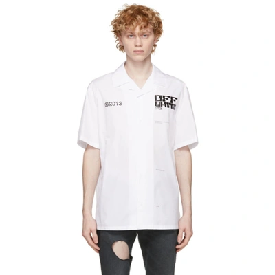 Shop Off-white White Tech Marker Holiday Short Sleeve Shirt In White Black