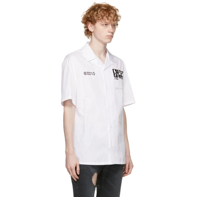 Shop Off-white White Tech Marker Holiday Short Sleeve Shirt In White Black