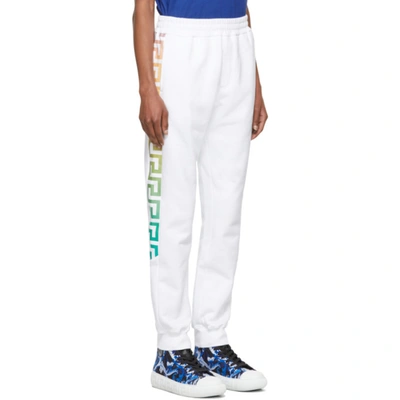 Shop Versace White & Multicolor Greca Lounge Pants In 2w070 Whtmu