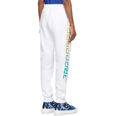 Shop Versace White & Multicolor Greca Lounge Pants In 2w070 Whtmu