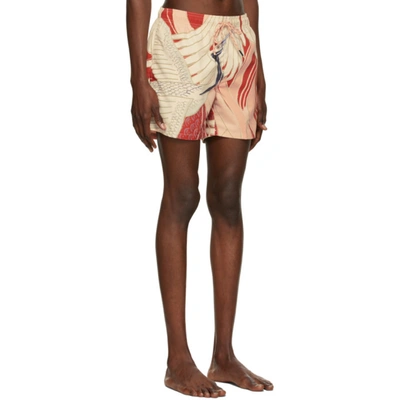 Shop Hugo Red Graphic Miso Swim Shorts In 648 Red