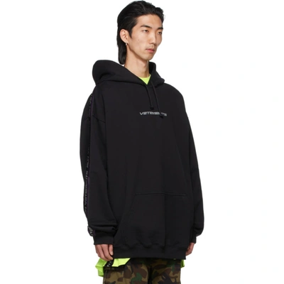 Shop Vetements Black Logo Tape Hoodie