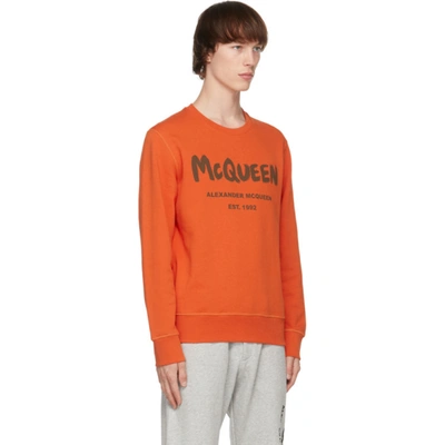 Shop Alexander Mcqueen Orange Graffiti Sweatshirt In 0909 Orange/khaki
