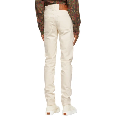 Shop Naked And Famous Off-white Super Guy Jeans In Natural
