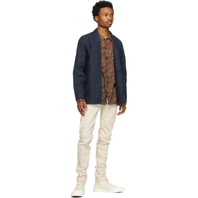 Shop Naked And Famous Off-white Super Guy Jeans In Natural