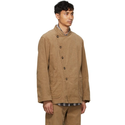 Shop Aïe Khaki Corduroy Double Breasted Jacket In Rk012 Khaki