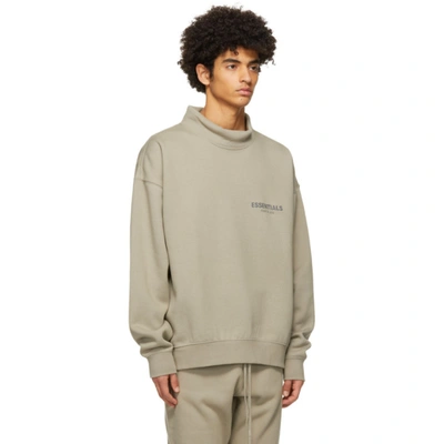 Shop Essentials Grey Pullover Mock Neck Sweatshirt In Goat