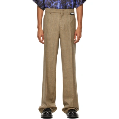 Shop Vetements Brown Wide-leg Houndstooth Trousers In Warm Beige Check