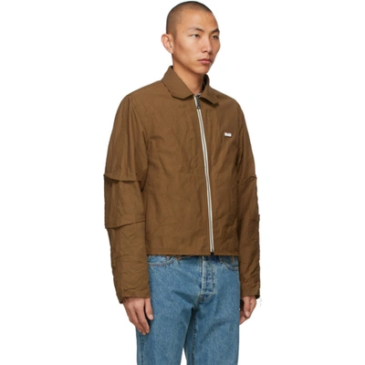 Shop Ader Error Brown Crinkled Track Jacket In Beige