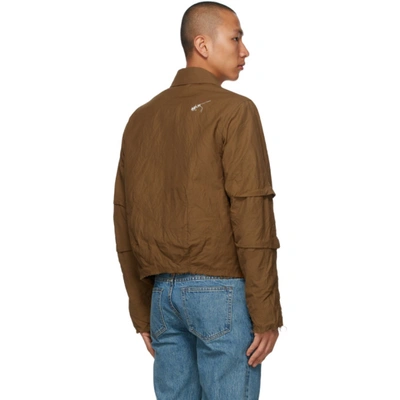 Shop Ader Error Brown Crinkled Track Jacket In Beige