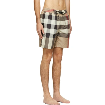 Shop Burberry Beige Check Guildes Swim Shorts In Archive Bei
