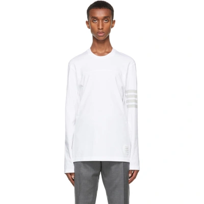 Shop Thom Browne White Engineered 4-bar Long Sleeve T-shirt In 100 White