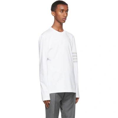 Shop Thom Browne White Engineered 4-bar Long Sleeve T-shirt In 100 White