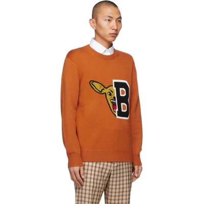 Shop Burberry Orange Varsity Graphic Ivie Sweater In Burnt Orang