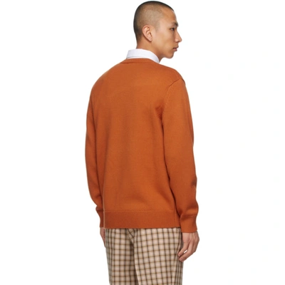 Shop Burberry Orange Varsity Graphic Ivie Sweater In Burnt Orang