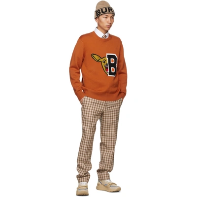 Shop Burberry Orange Varsity Graphic Ivie Sweater In Burnt Orang