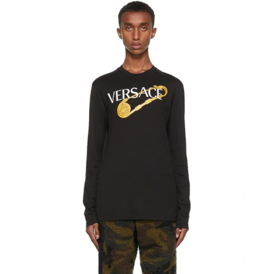 Shop Versace Black Pin Long Sleeve T-shirt In 1b000 Black