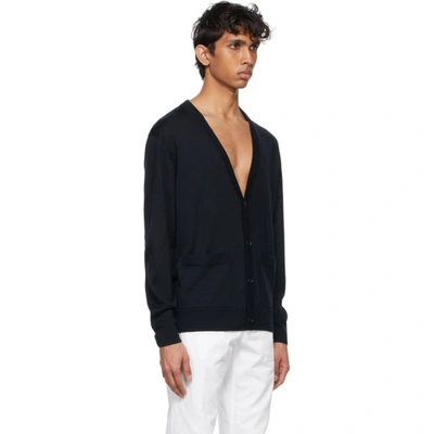 Shop Dries Van Noten Navy Merino Button-up Cardigan In 509 Navy