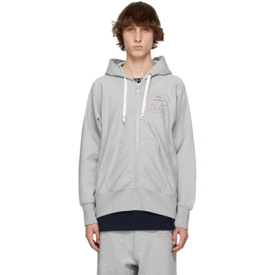 Shop Maison Margiela Grey '1con' Zip-up Hoodie In 856m Grey Melange