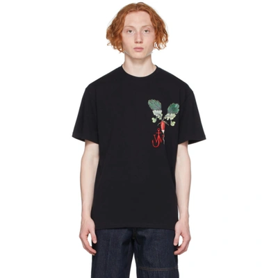 Shop Jw Anderson Black Printed Veggie Logo T-shirt In 999 Black